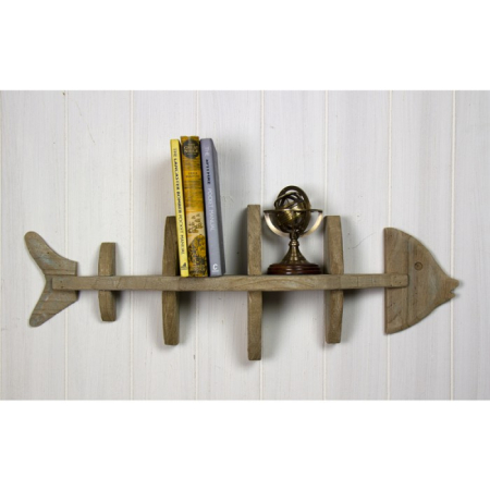 Raft decorativ din lemn în formă de pește – 66x23x13 cm [2]
