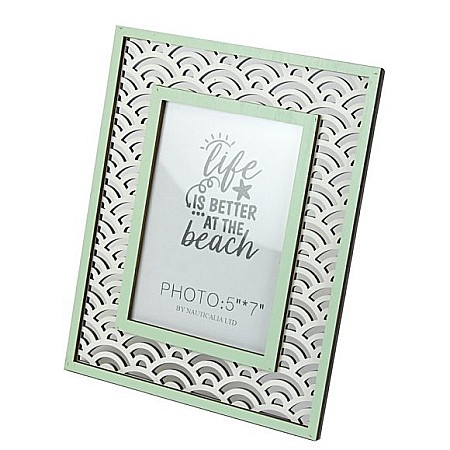 Rame foto - Rama foto cu valuri decupate, verde, 27x22cm