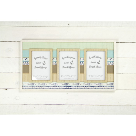 Ramă foto triplă “Beach House” – stil marin, 45x25 cm [1]