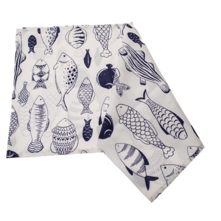 BUCATARIE - Runner Impermeabil cu Pești – 140×40 cm, Design Marin