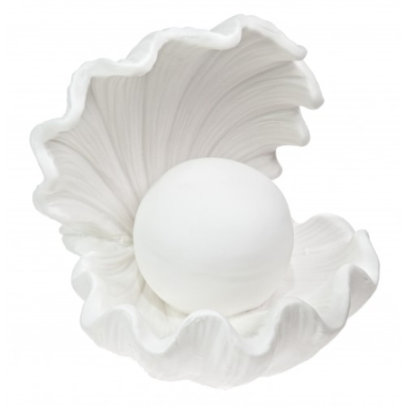 DECORATIUNI - Scoica din Portelan cu Perla si Iluminare – Mare, 14 x 14 x 13 cm