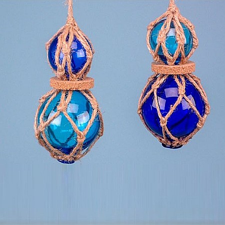 Diverse obiecte decorative - Set 2 plute decorative din sticla, albastru si turquoise, 16cm, 2 asortate