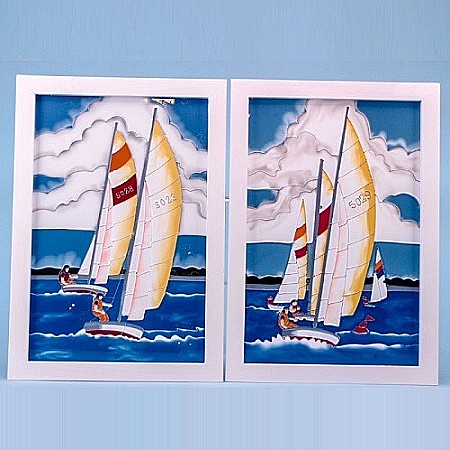 Tablouri - Set 2 tablouri sticla Yacht
