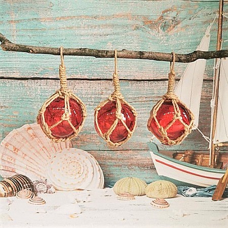 Set 3 Plute de pescuit decorative sticla rosie [4]