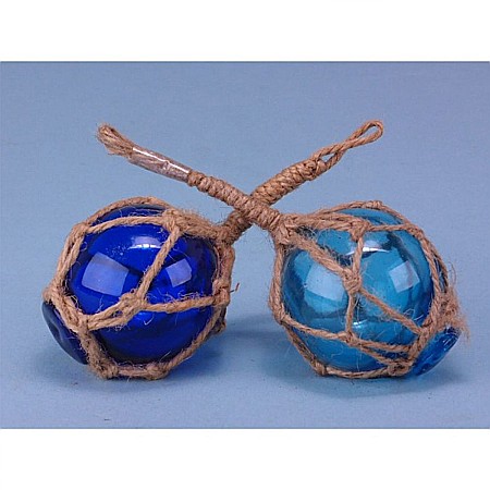 Decoratiuni - Set plute de pescuit decorative din sticla turquoise si albastru, 5cm, 2 asortate