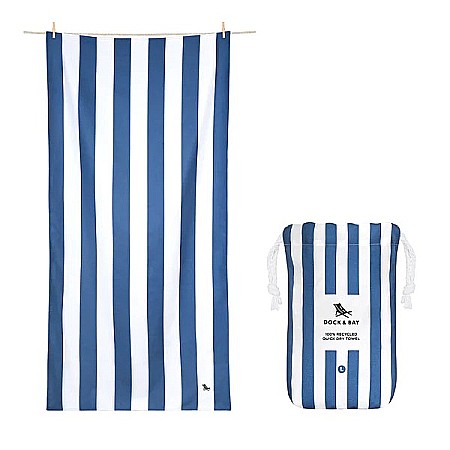 Set prosop de plaja Dock and Bay extra large 200*90, Microfibra/Poliamida,  Bleumarin / alb [0]