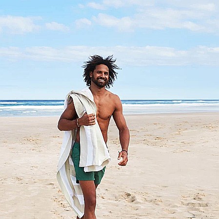 Set prosop de plaja Dock and Bay extra large 200*90, Microfibra/Poliamida,  Bej/alb [4]