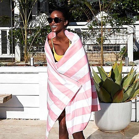 Set prosop de plaja Dock and Bay extra large 200*90, Microfibra/Poliamida,  Roz/alb [4]