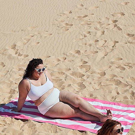 Set prosop de plaja Dock and Bay extra large 200*90, Microfibra/Poliamida, Pink / Alb [2]