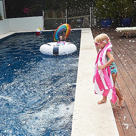 Set prosop de plaja Dock and Bay extra large 200*90, Microfibra/Poliamida, Pink / Alb [3]