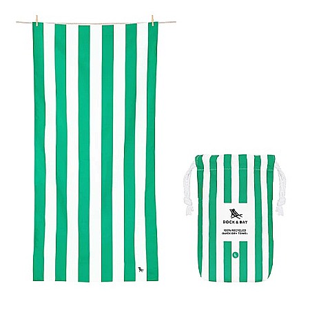 Prosoape pentru plaja si piscina - Set prosop de plaja Dock and Bay extra large 200*90, Microfibra/Poliamida,  Verde/Alb