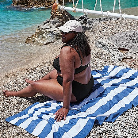 Set prosop de plaja Dock and Bay extra large 200*90, Microfibra/Poliamida,  Bleumarin / alb [4]