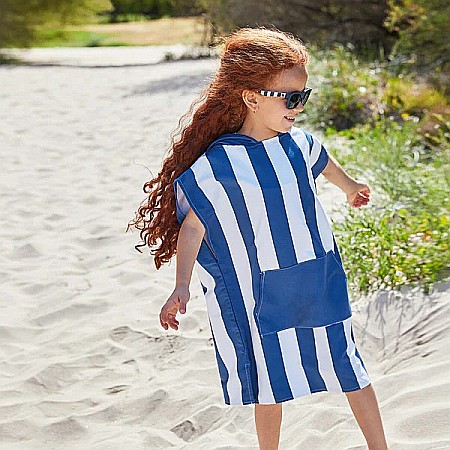 Set prosop poncho copii Dock and Bay, Poliester, 7 - 10 Ani,  Albastru/Alb [4]