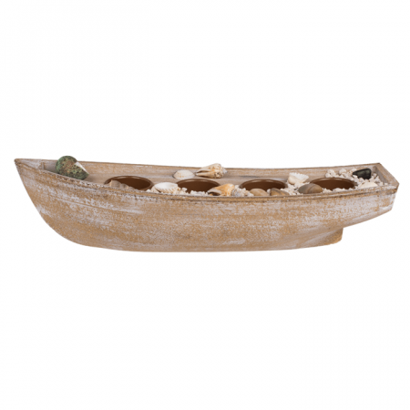 Suport din lemn cu 4 lumanari, in forma de barca, 36CM [3]