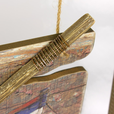 Tablou Decorativ cu Barca si Vasla in Rama Rustica – 43 x 29 cm [2]