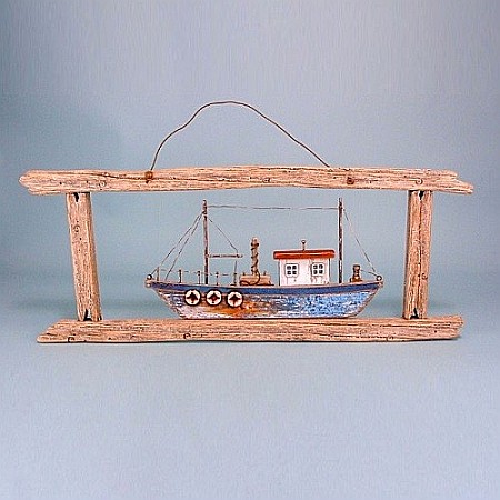 Tablouri - Tablou lemn Barca de pescuit, 68cm