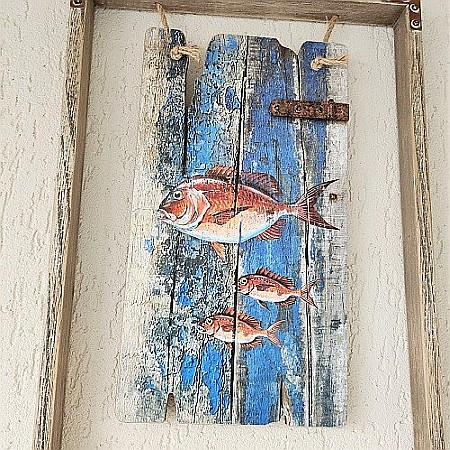 Tablou lemn pesti Barbun, 43x29cm [3]