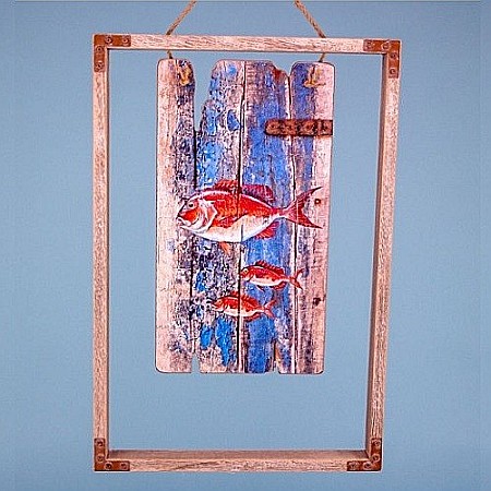 Tablouri - Tablou lemn pesti Barbun, 43x29cm