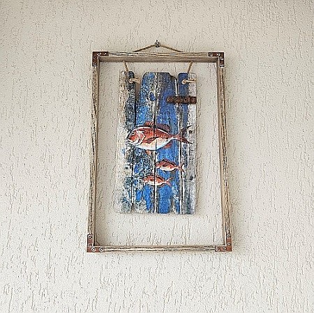 Tablou lemn pesti Barbun, 43x29cm [1]