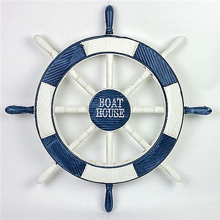 Ancore, timone, colaci de salvare - Timona Boat House alb/bleu,42CM