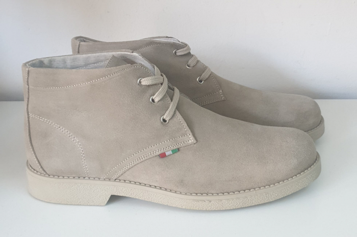 Pantofi barbati din piele intoarsa bej/gri [3]