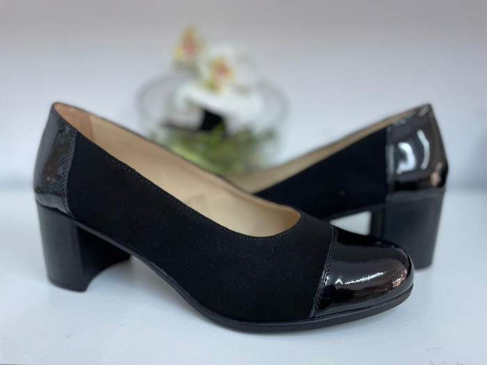 Pantofi Femei piele intoarsa -lac negru [2]