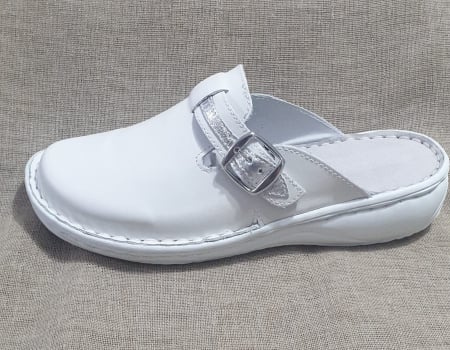 Papuci femei - Saboti dama 7080 alb-argintiu