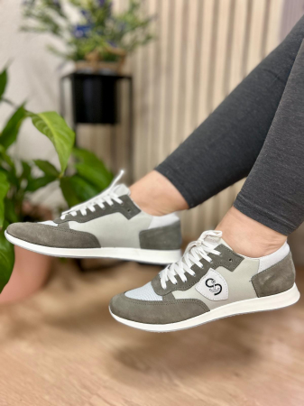 Incaltaminte sport dama - Adidasi femei piele naturala gri-alb