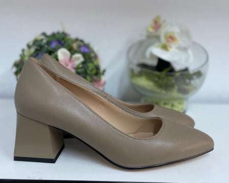 Pantofi eleganti femei - Pantofi Femei piele naturala taupe
