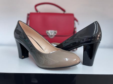 Pantofi eleganti femei - Pantofi Femei bej-negru lac