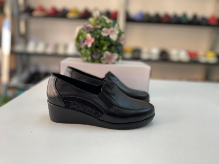 Pantofi Femei - Pantofi Femei elastic negru piele naturala