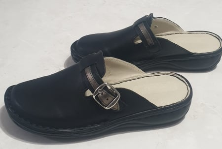 Papuci femei - Saboti dama 7080 negru-argintiu