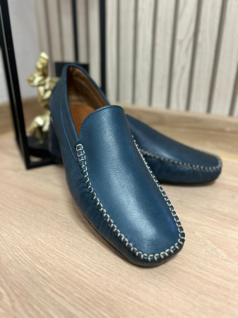 Pantofi barbati - Mocasini piele naturala blu