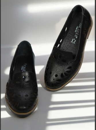 Sandale inchise la varf - Balerini dama piele naturala negru