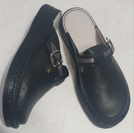 Papuci femei - Saboti femei 4080 negru-argintiu