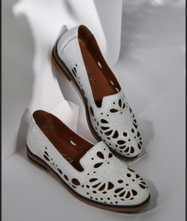 Sandale inchise la varf - BALERINI PIELE NATURALA ALB