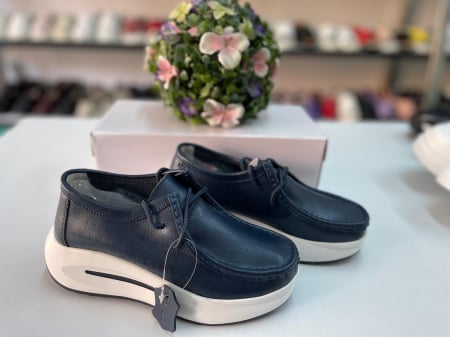 Pantofi Femei - Pantofi Femei din piele naturala Blu