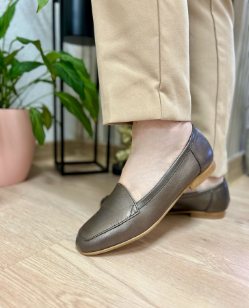 Pantofi Femei - Pantofi femei maro lucios piele naturala