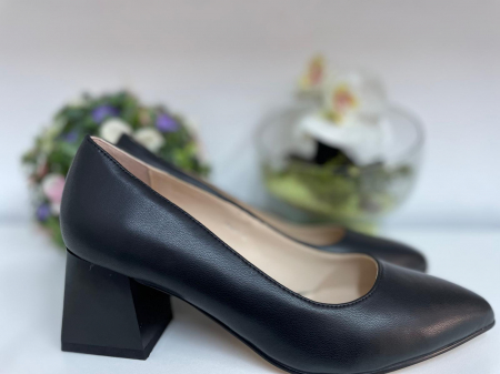 Pantofi eleganti femei - Pantofi Femei nergru piele naturala patrat