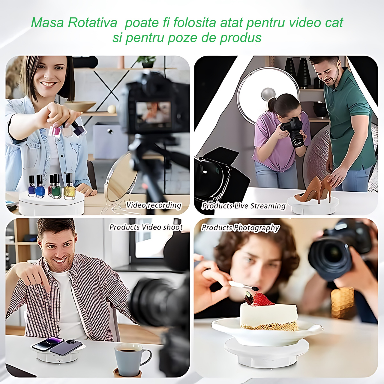 Masa Foto Rotativa 3 in 1 Chimora 44, diametru 15, 18, 23 cm , rotire 360 , control de la distanta prin telecomanda, greutate suportata maxim 10kg [4]