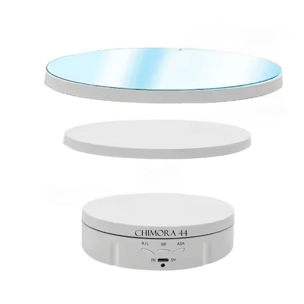 Masa Foto Rotativa 3 in 1 Chimora 44, diametru 15,18,23 cm , rotire 360 , control de la distanta prin telecomanda, greutate suportata maxim 10kg, sticla [1]