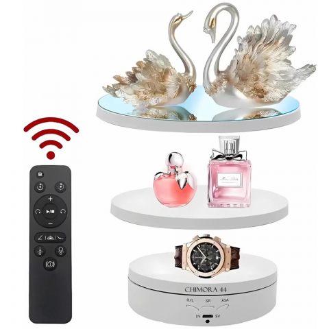 Masa Foto Rotativa 3 in 1 Chimora 44, diametru 15,18,23 cm , rotire 360 , control de la distanta prin telecomanda, greutate suportata maxim 10kg, sticla [1]