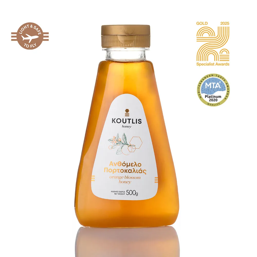 Dulciuri sănătoase & Specialități grecești - Koutlis - Miere de flori de portocal – Squeeze 250 gr