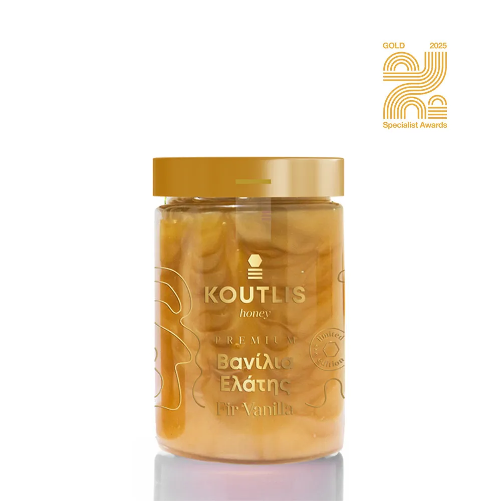 Dulciuri sănătoase & Specialități grecești - Miere de Mană de Brad Fir Vanilla  – 280 g | Koutlis | Ediție Limitată