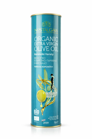 Nostalgaia BIO – Ulei de măsline extravirgin Organic 1L , Koroneiki, Peloponez – Recolta 2025/2026, cutie metalică pentru uz alimentar