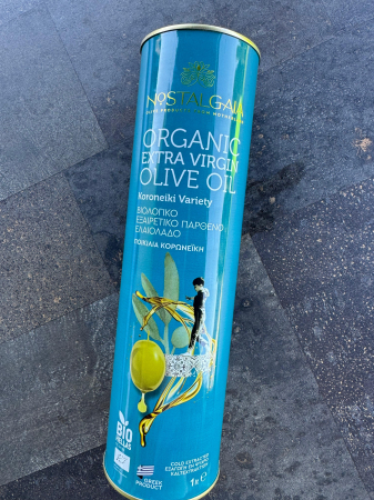 Nostalgaia BIO – Ulei de măsline extravirgin Organic 1L , Koroneiki, Peloponez – Recolta 2025/2026, cutie metalică pentru uz alimentar