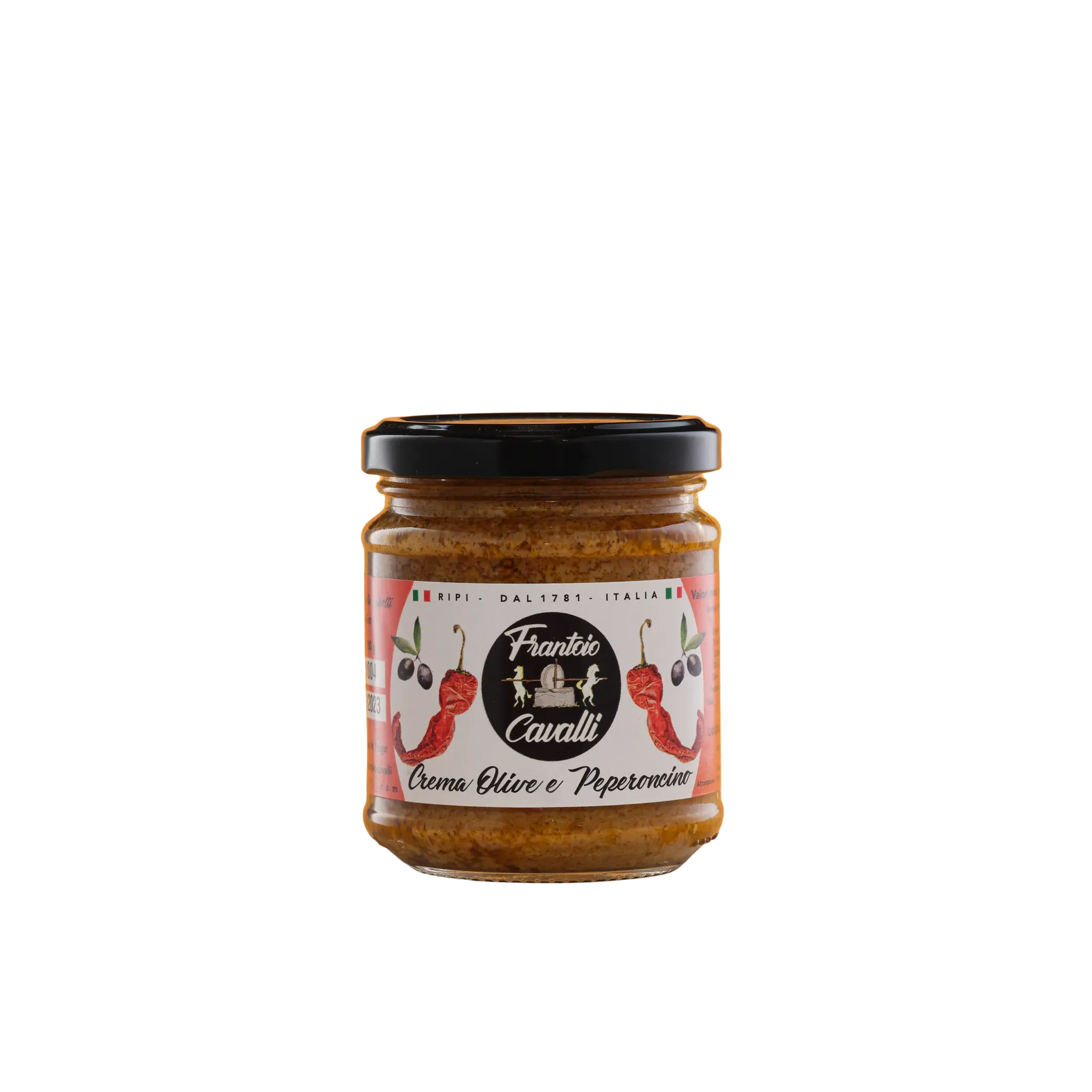 Pastă de Măsline Negre cu Ardei Iute – Frantoio Cavalli, 180g [1]