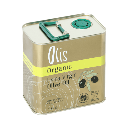 Ulei de măsline extravirgin - Ulei de măsline extravirgin Organic Throuba certificat cu Indicație Geografică Protejată (P.G.I.) – Thasos, Grecia – cutie metalică 1,5 L – aciditate max. 0,3%