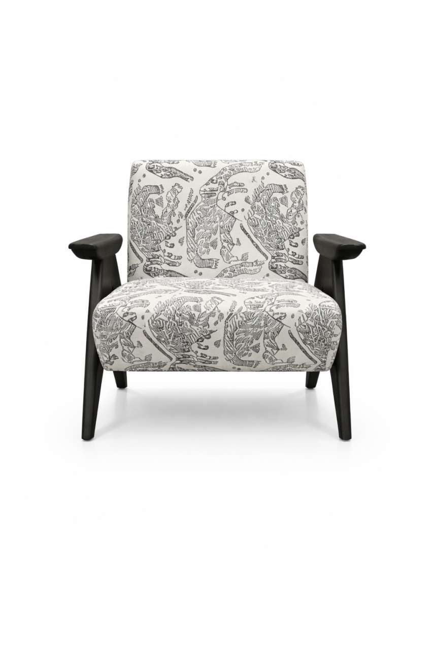 Fotoliu Nubo print alb/negru [2]