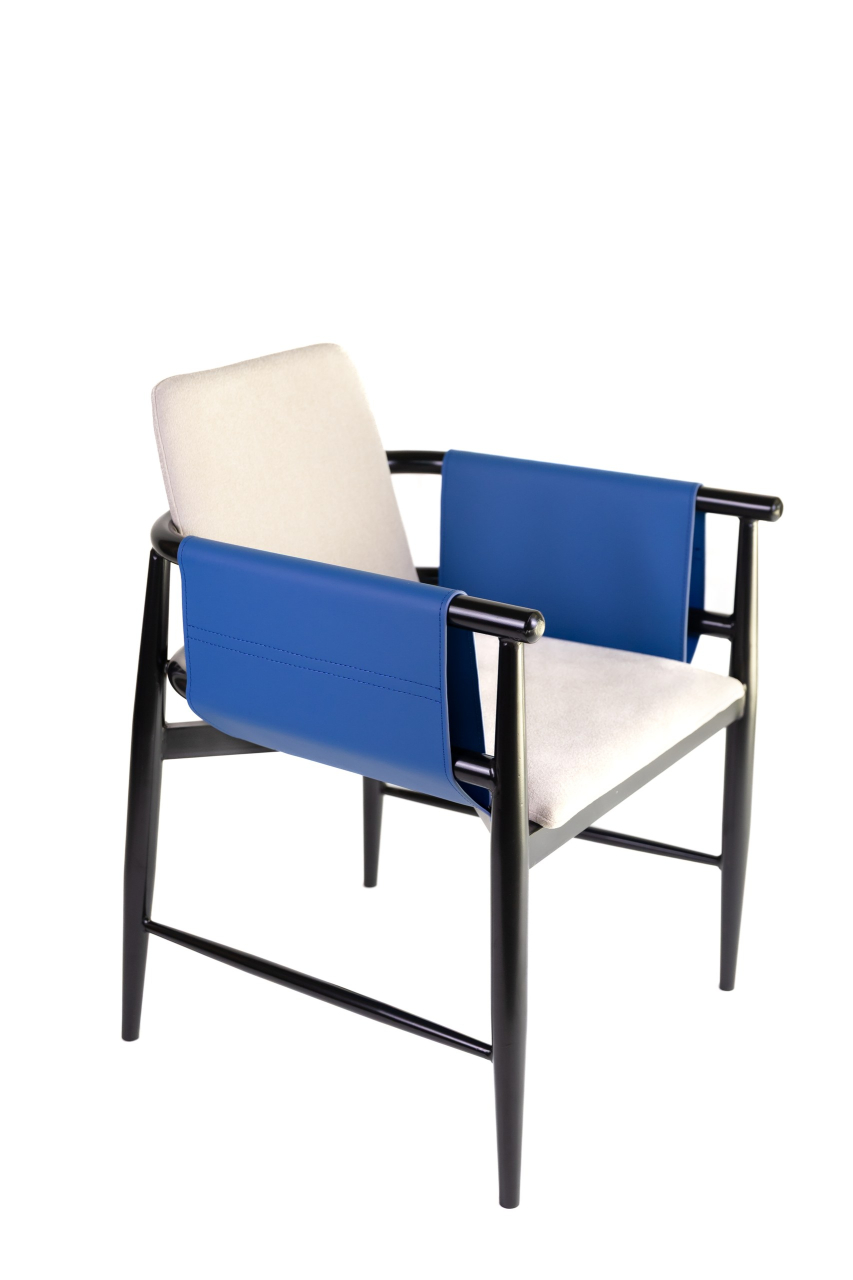 Scaun dining Mossy bej cu albastru [3]